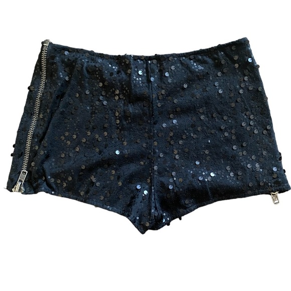 Nasty Gal Black Sequin Short Shorts with Side Zip size Small - Picture 2 of 4